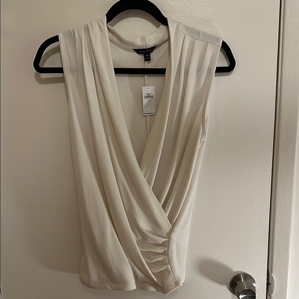 Banana republic Cream Draped Sleeveless Crossover Top